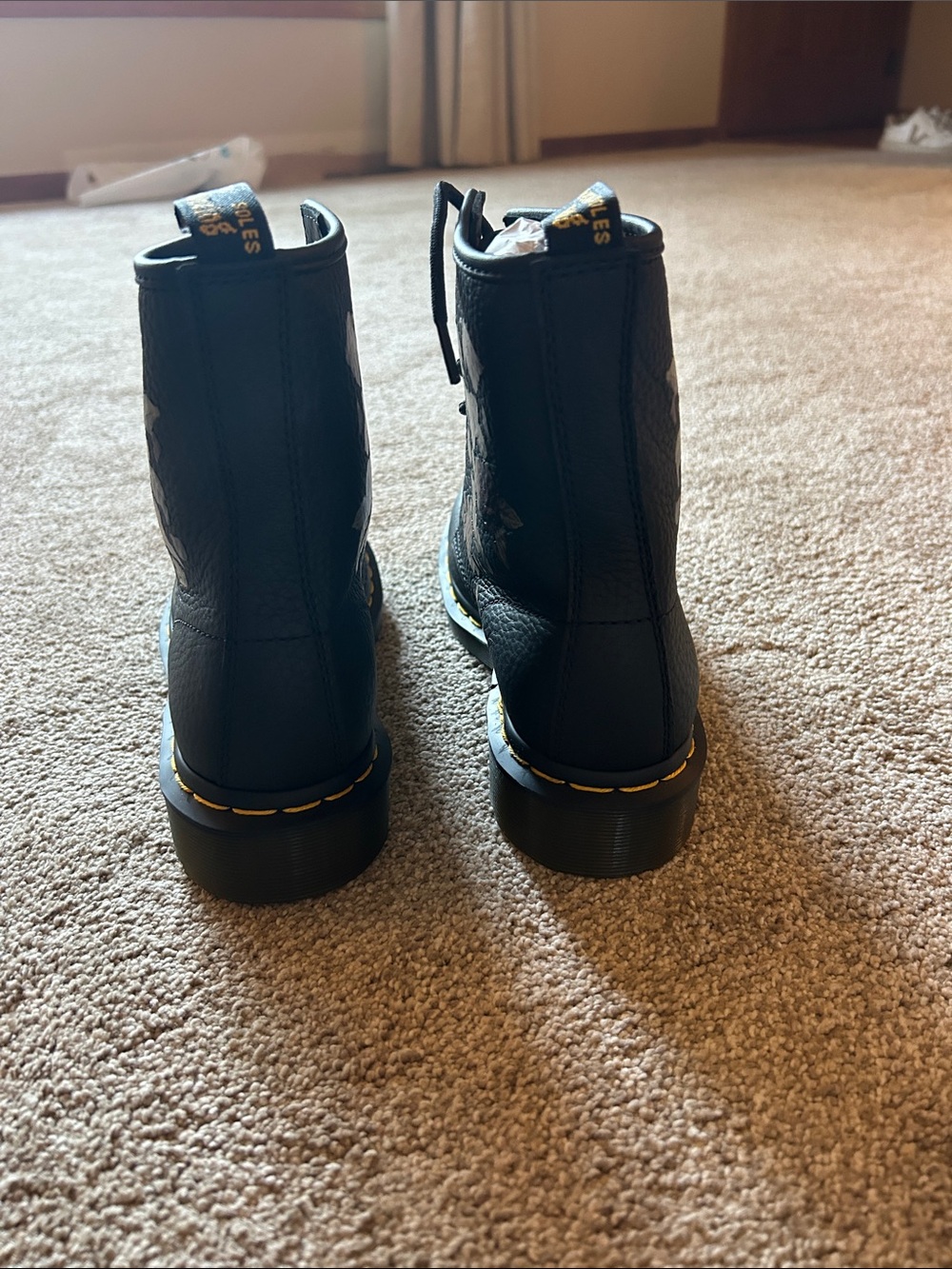 Dr. Martens Black Floral Lace-Up Combat Boots - Picture 3 of 8